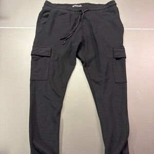 Burnside Mens Cargo Jogger Pants Black XL Elastic Drawstring Waist Tapered Cuffs